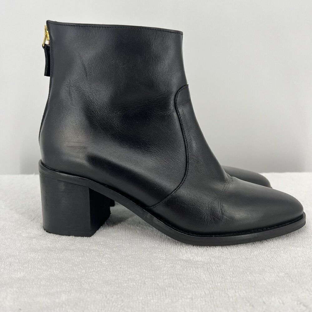 Antonio De Faria Black Back Zip Monica Boots Size 8 Leather Portugal